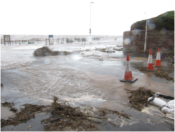 Coastal flooding during high tide at Hoylake, Wirral, on 5 December 2013